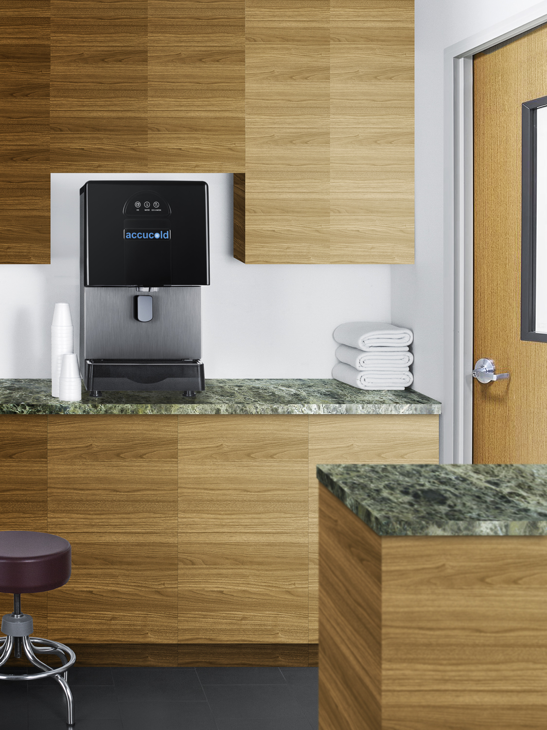 Commercially listed countertop ice and water dispenser with 160 lb. ice production capacity and included filter kit